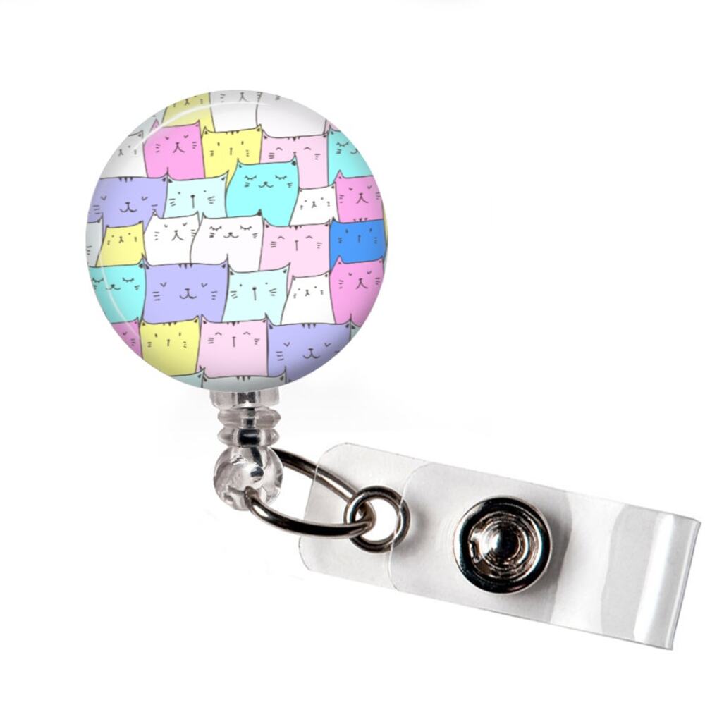 Cats And Lots Of Cats Badge Reel Cat Lover Retractable ID Holder